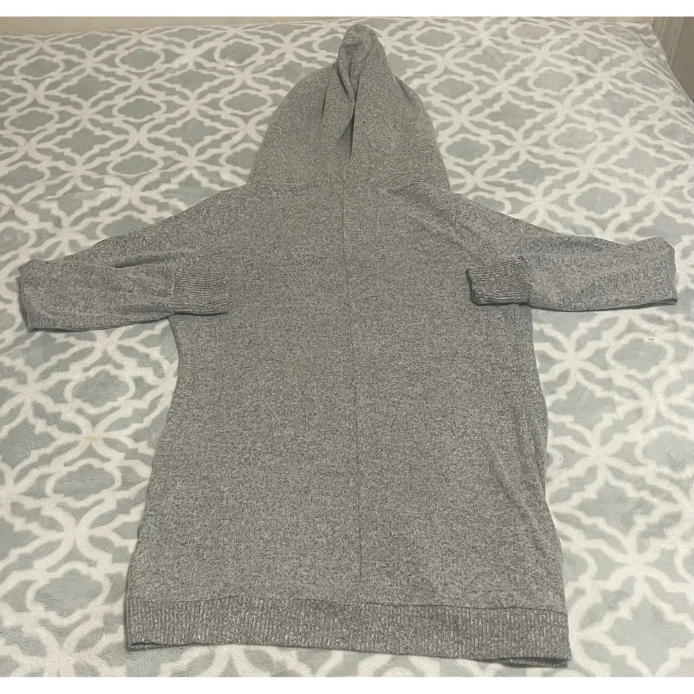 No Boundaries XS Gray Hooded‎ Cardigan Open Front Sweater Knit Jacket